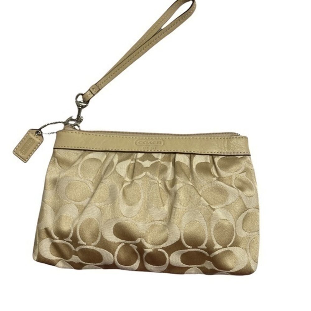 Coach cream signature wristlet bag